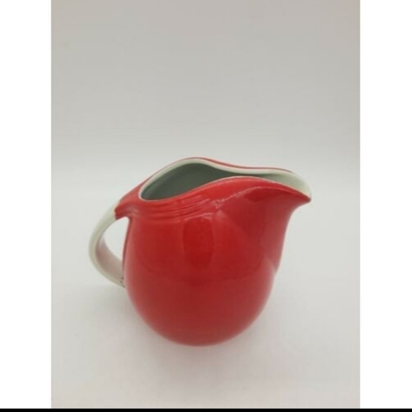 Vintage Hall's Superior Quality Kitchenware Red and White Jug Creamer 5" - Picture 6 of 13